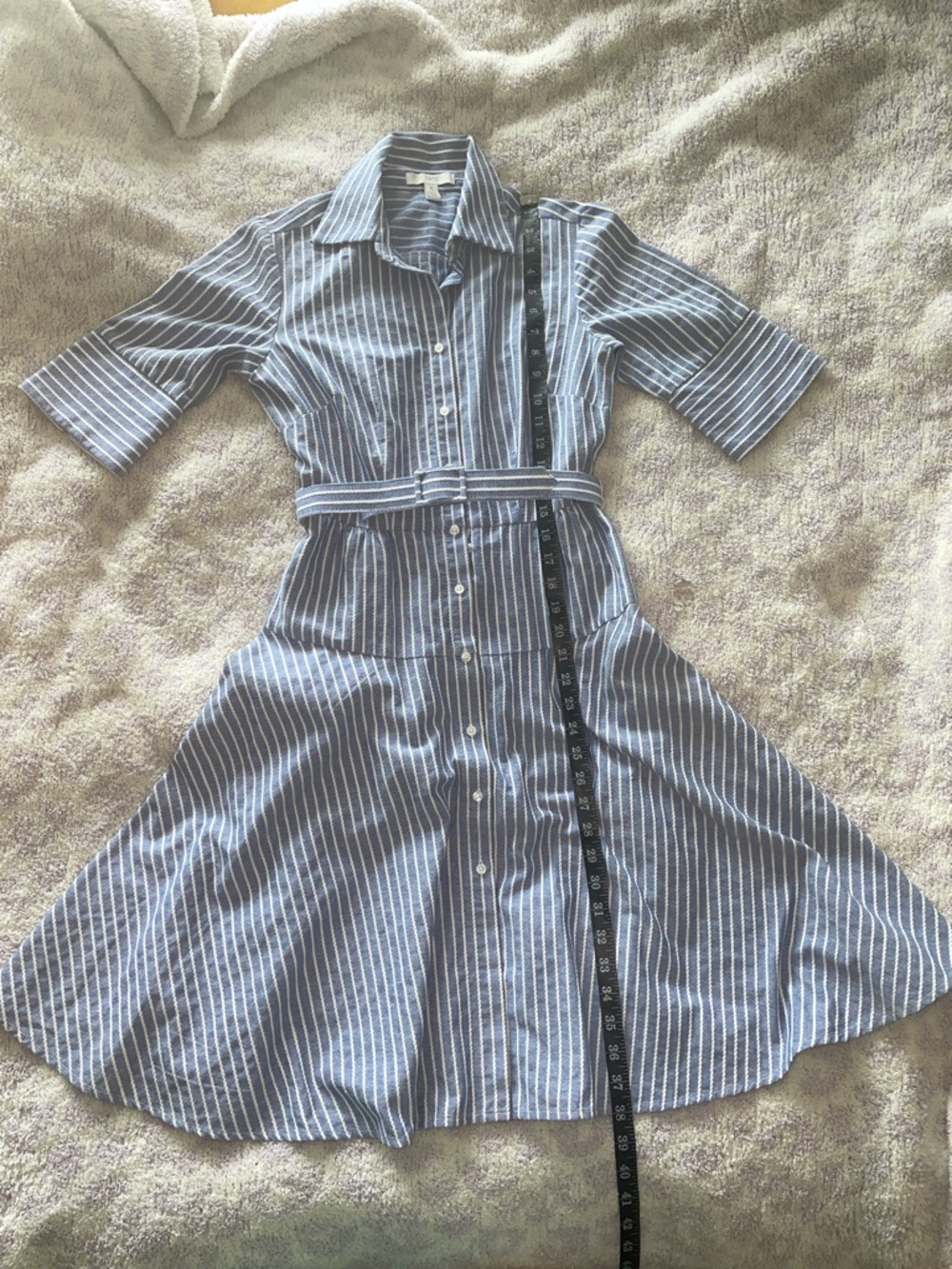 1901 Stripe Belted Shirtdress Sz 4 Petite - Picture 9 of 16